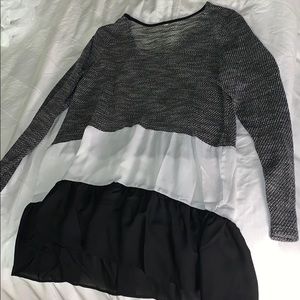 S boutique color block grey, black, white tunic